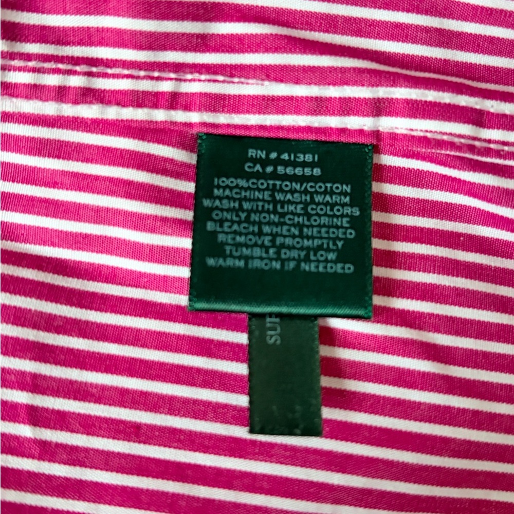 Lauren Ralph Lauren Women's Pink and White Striped Button Down Shirt - Picture 4 of 4